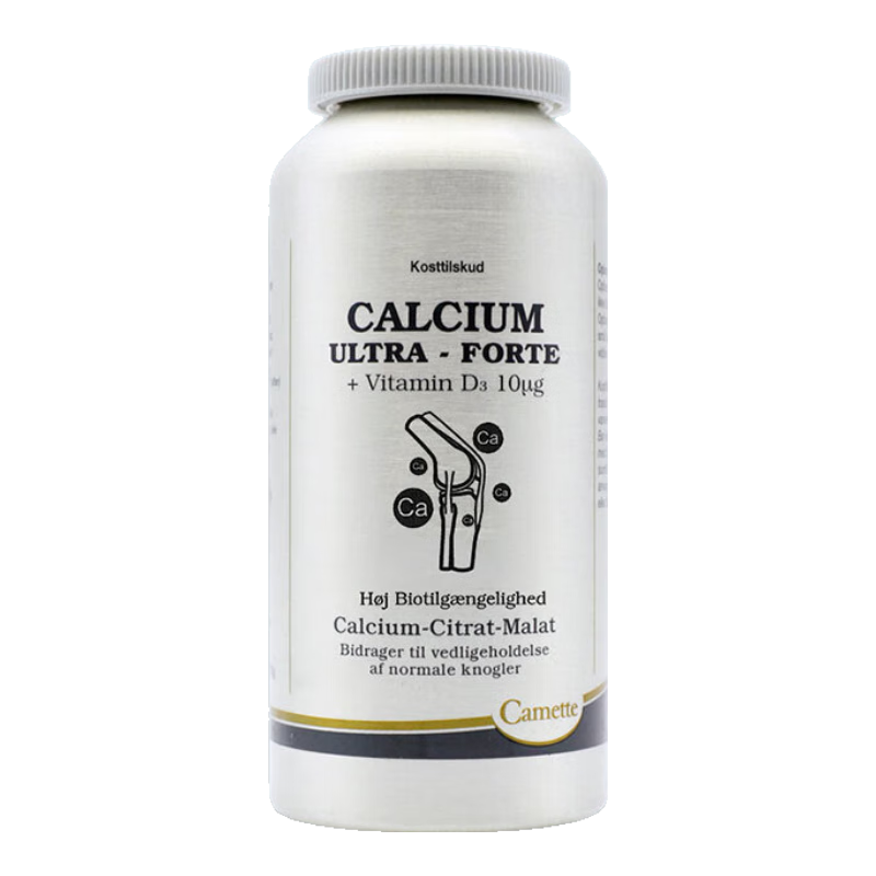 CAMETTE凱麥特檸檬酸蘋(píng)果酸有機(jī)鈣片雙果酸含維生素D3中老年孕婦補(bǔ)鈣丹麥 卡麥特雙果酸鈣片維D3補(bǔ)鈣 200片*1瓶