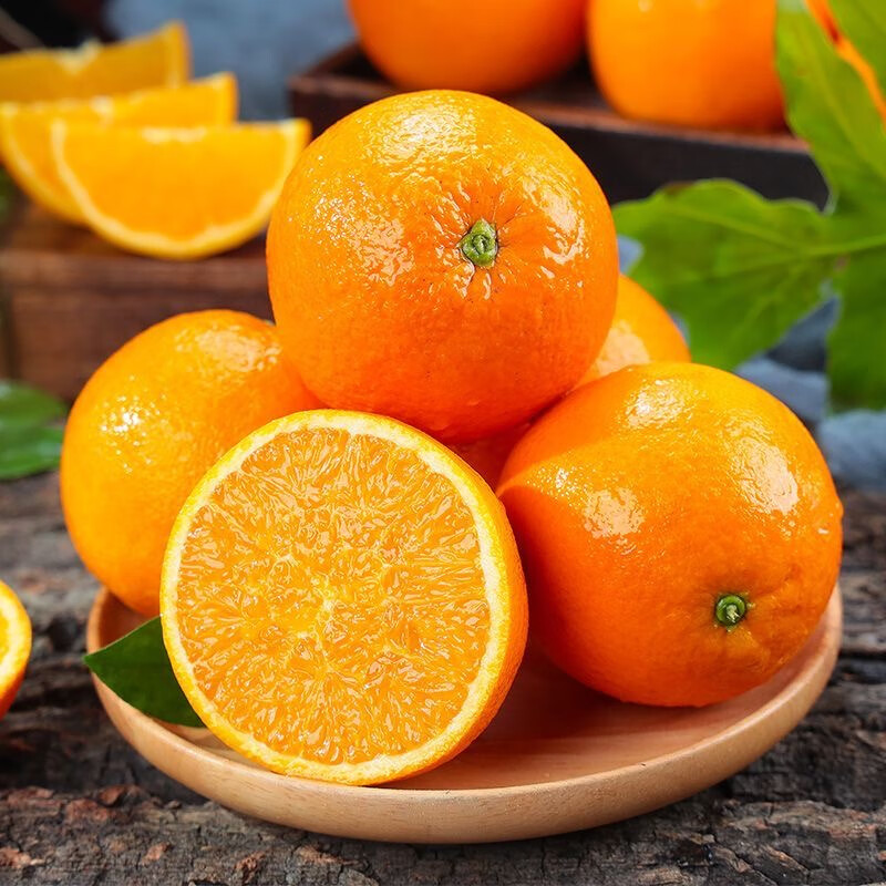 金百粟重庆奉节脐橙子 纽荷尔春橙脐橙手剥橙子冰糖当季新鲜水果 净重9斤单果【75+mm】彩箱送礼