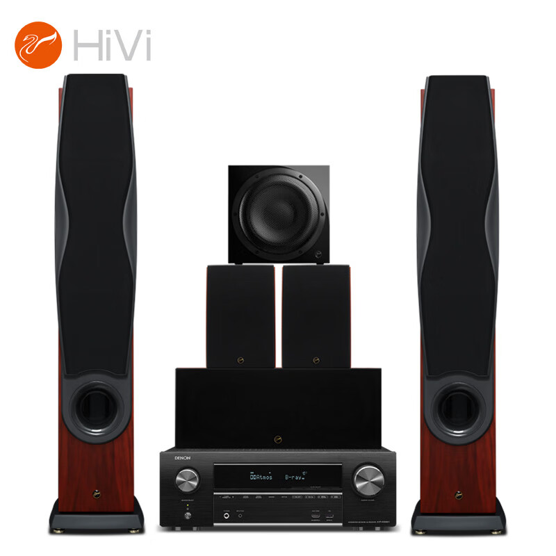 惠威（HiVi）RM600A音箱+天龙X1500 家庭影院套装5.1声道功放音响组合hifi家用客厅电视音响桃木色
