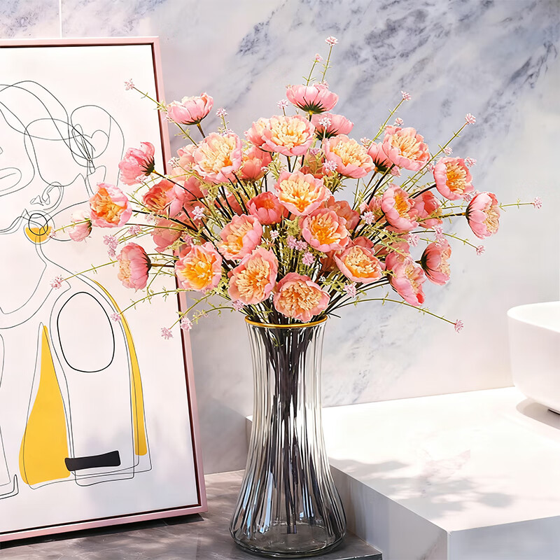 草木鲜生轻奢高端粉红色杜鹃花仿真花摆设客厅餐桌花束装饰插花家居摆件