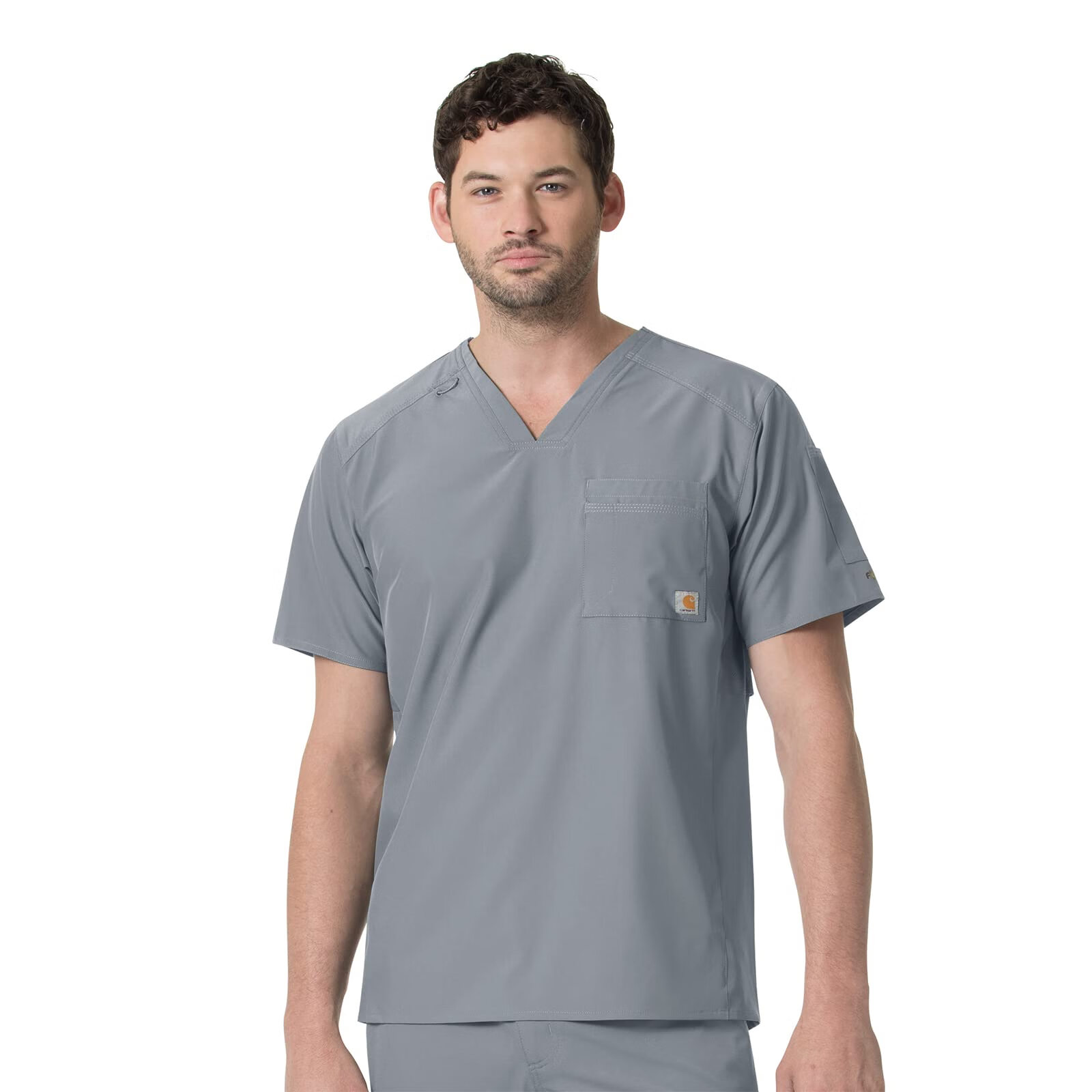 Carhartt Scrubs C16113 Force 时尚修身 V 领上衣, 锡色, 中号 锡色 中号