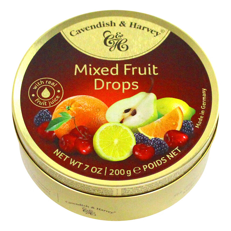 嘉云(Cavendish&Harvey)德国进口 嘉云混合水果糖网红高颜值夹心硬糖果儿童喜糖铁罐盒装 嘉云混合水果味200g