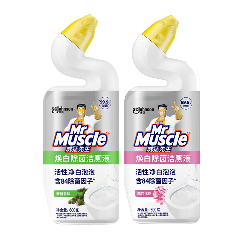 威猛先生（Mr Muscle）威猛先生厕所马桶洁厕剂焕白除菌含84精华官方正品洁厕灵洁厕液 恋恋桃花+清新雪松 600g