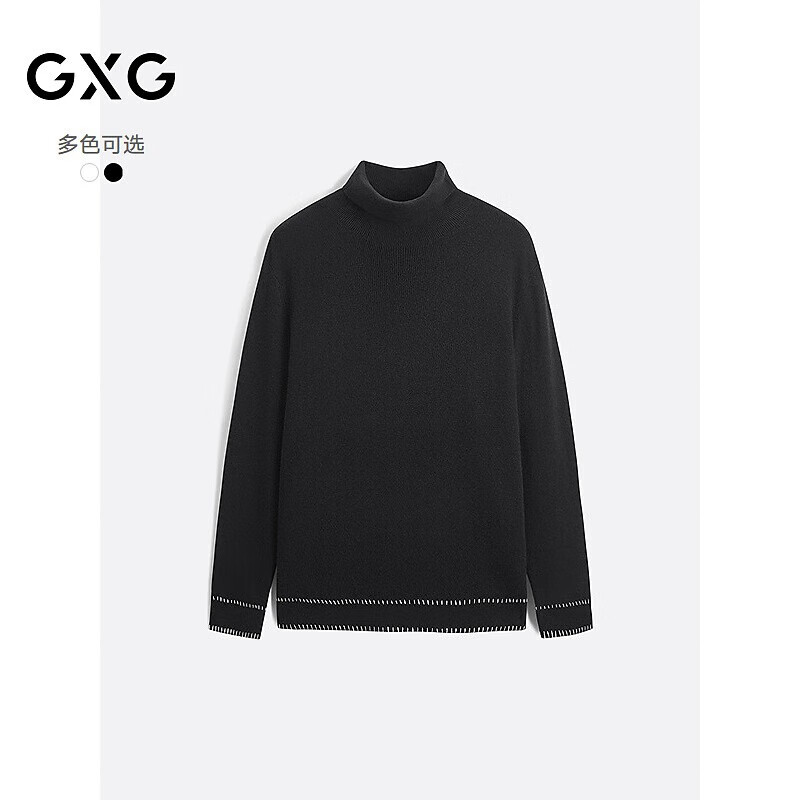 GXG男装 多色潮流休闲男士毛衫合集 GEX11028694黑色高领线衫 M