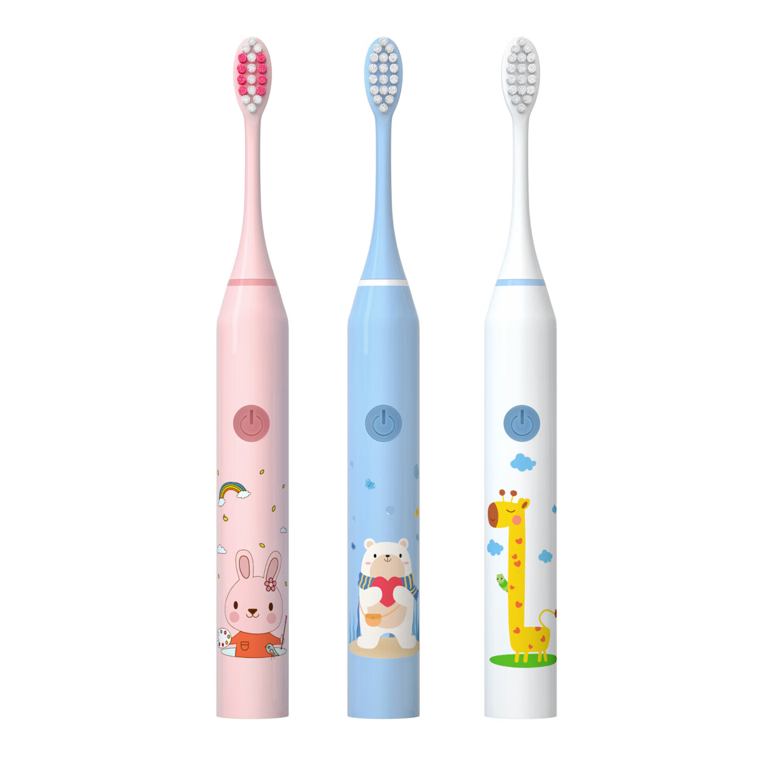 JEPOO电助动画儿童牙刷3-12岁全动牙刷充电防水软毛小孩专用 颜色随机 1支 +4个刷头