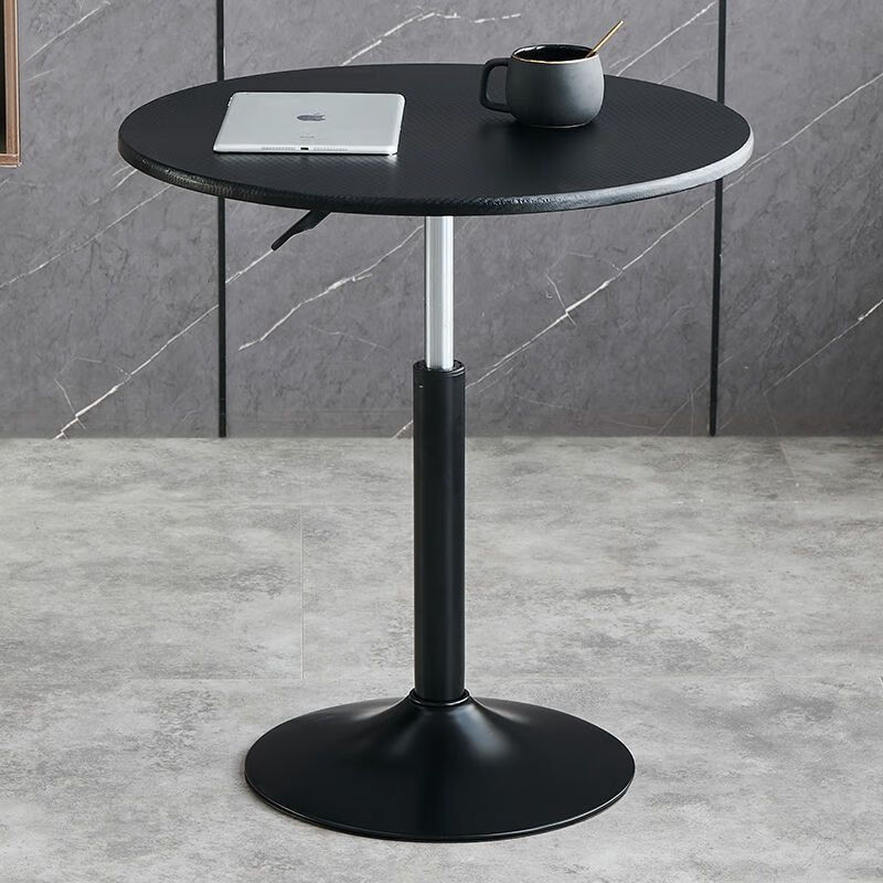 欣慕雅可移动升降桌站立式工作台小型沙发床边桌笔记本电脑办公桌小圆桌 黑色款式 （39宽60长）圆底盘款升降区54-75cm
