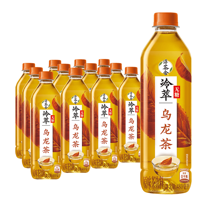 可口可乐（Coca-Cola）淳茶舍 乌龙茶 冷萃 无糖茶饮料 480ml*12瓶整箱装
