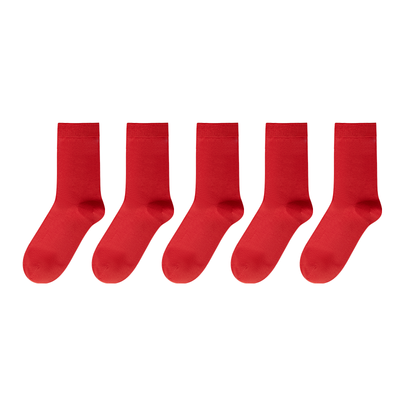 京东京造【10A抑菌袜】新年礼物骐骥红女鸿运袜本命年秋冬吸汗红袜子