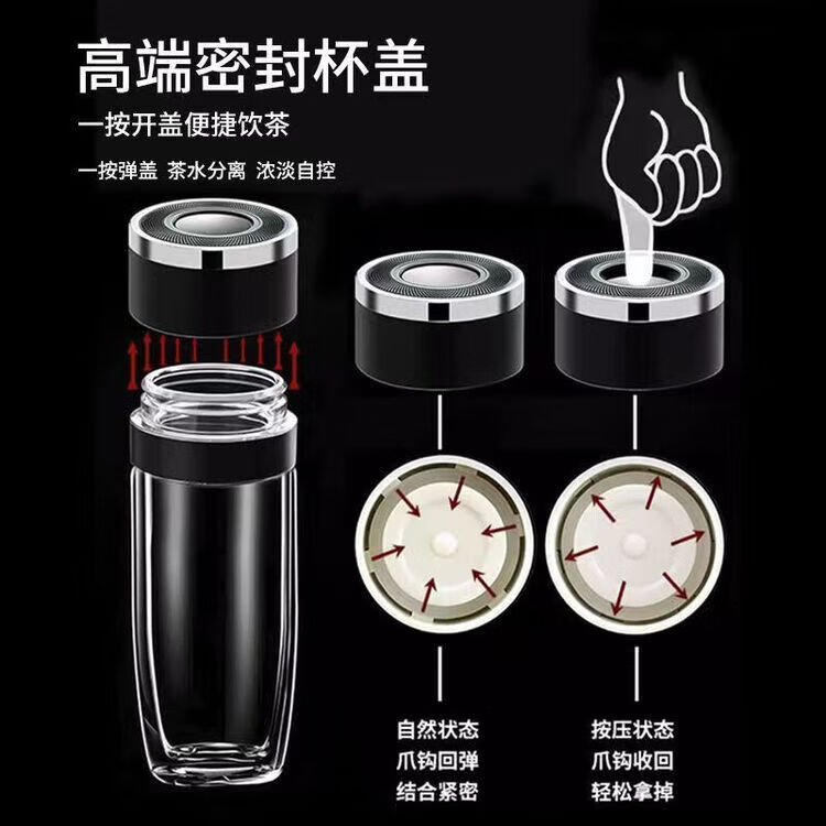 鹅蛋杯玻璃杯双层茶水分离大容量双层水杯茶杯 红色皮纹鹅蛋杯1只装