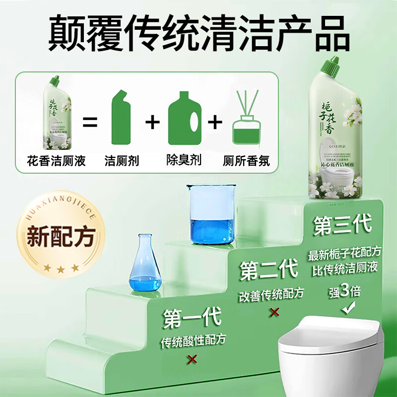 琪瑟栀子花香洁厕灵除垢除异味留香污垢尿碱黄渍瓷砖蹲厕所马桶清洁剂 【除垢留香】栀子花洁厕液 500ml 1瓶