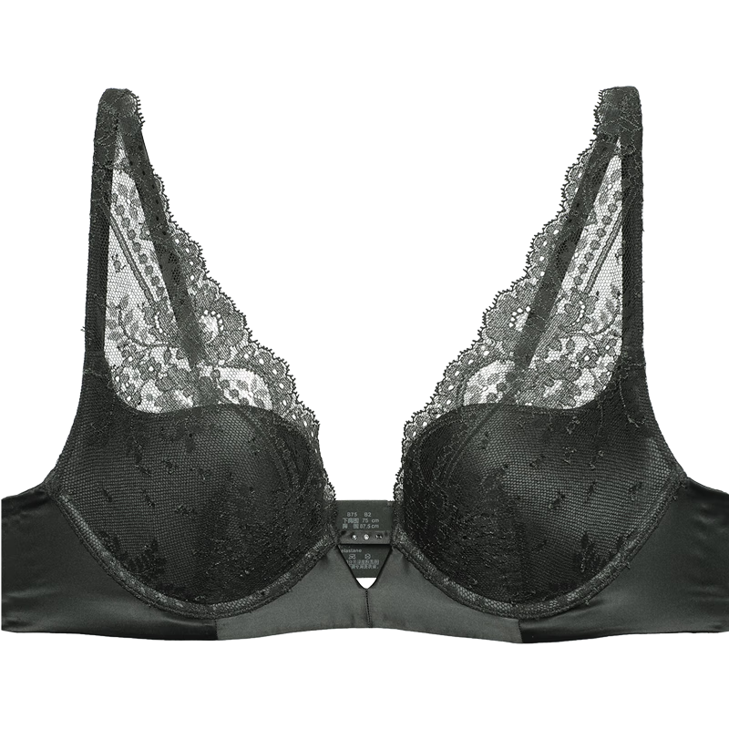 安莉芳2025年新款女士蕾絲性感內(nèi)衣聚攏小胸顯大舒適文胸新年禮物 墨綠色OLV 75C