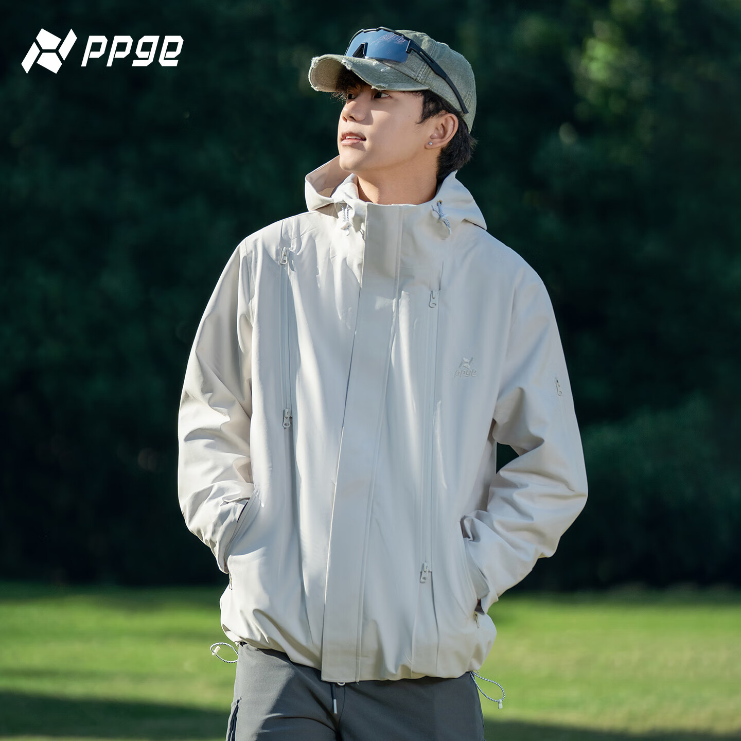 PPGE冲锋衣三合一本命年骐骥红可拆卸户外徒步登山服男女同款夹克外套 流云白 M