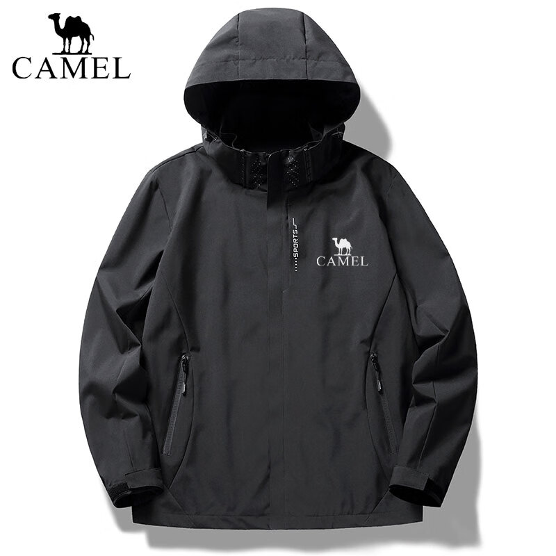 骆驼（CAMEL）户外冲锋衣男女款三合一黑色外套冬季防风防水进藏三防登山服 星光黑【男女同款】 M 80-95斤