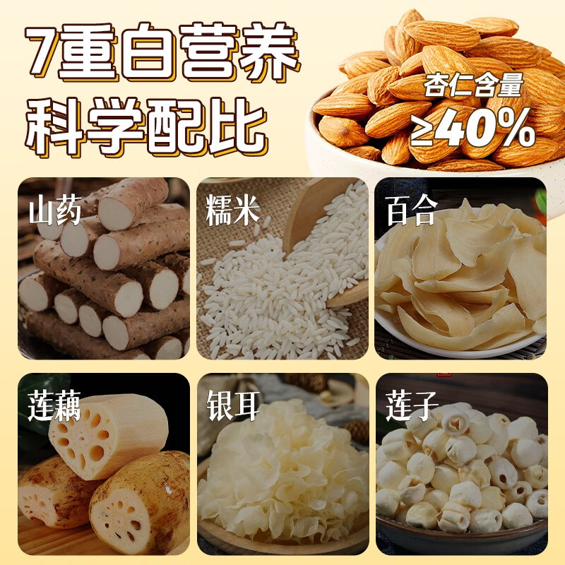 内廷上用北京同仁堂杏仁七白饮正宗七白饮分茯苓百合山药芡实粉营养早餐 【北京同仁堂-官方正品】吃的放心 350g*1罐 尝鲜款【1瓶/350g】以白养白 营养代餐