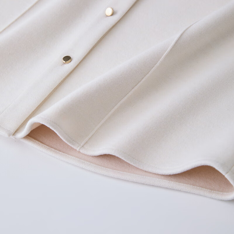 ZEZI弹力舒适羊毛衬衫时尚休闲女士衬衣磨毛保暖厚款秋冬新品通勤女装 优雅黑 L (115-125斤)