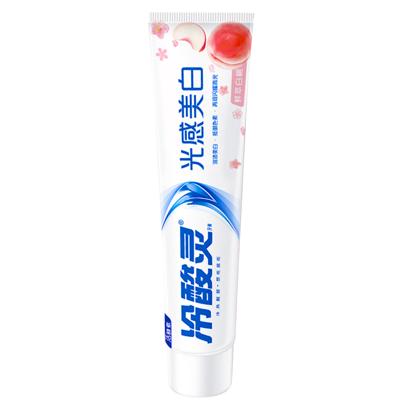 冷酸灵光感美白牙膏 抗敏感清新口气酵素牙膏 白桃味60g便携装