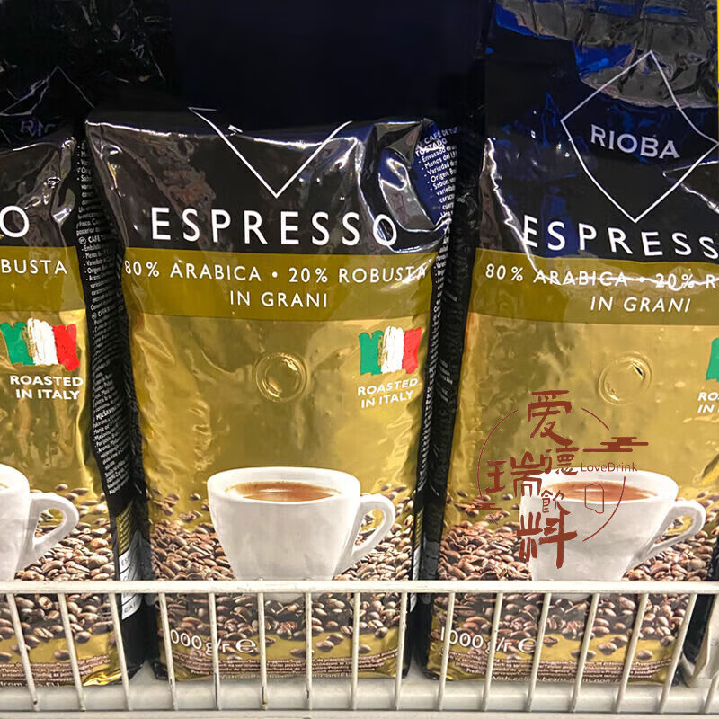 食芳溢麦德龙意大利进口RIOBA瑞吧金装咖啡豆ESPRESSO意式特浓 1KG 1000g