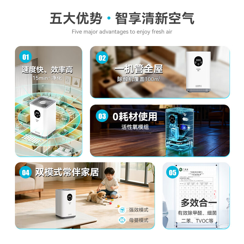 恺文空气净化器智能除醛仪除甲醛新房装修除甲醛净化器办公室除醛仪 智能除醛仪【0耗材】
