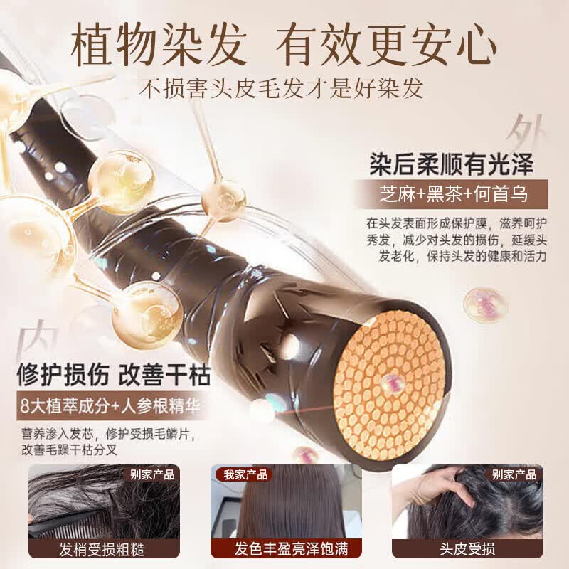 同仁堂染发膏纯天然植物无刺激不沾头皮孕妇可用染发剂女士专用自己在家 黑茶色【健康不致癌-可盖白发】