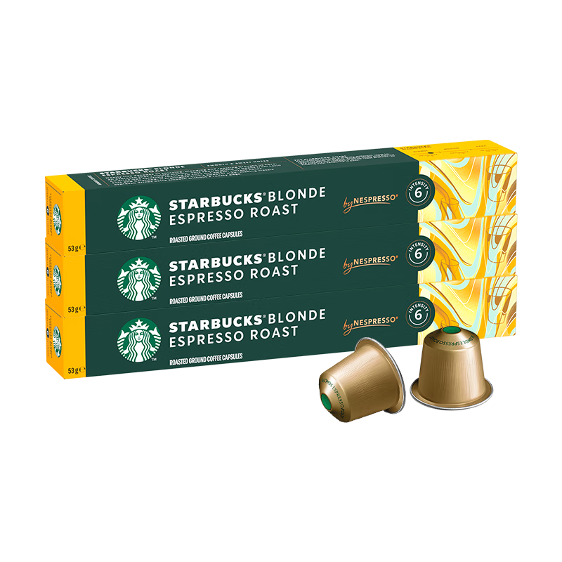 星巴克（Starbucks） 【进口咖啡】Nespresso胶囊咖啡美式浓缩黑咖啡多口味可选 轻度 轻度烘焙30颗(顺滑，焦糖)