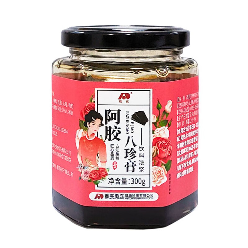 敖东阿胶八珍膏300g含蜂蜜桂圆大枣枸杞子重瓣红玫瑰茯苓桑椹阿胶冰糖 1盒装