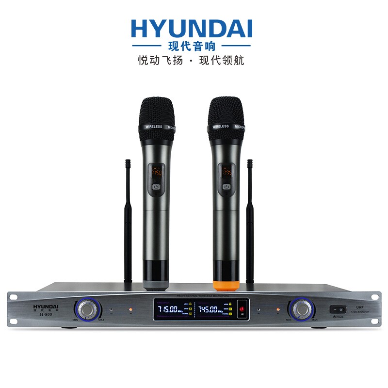 现代（HYUNDAI）无线话筒一拖二 U段麦克风 家庭KTV主持演讲会议品牌 H800
