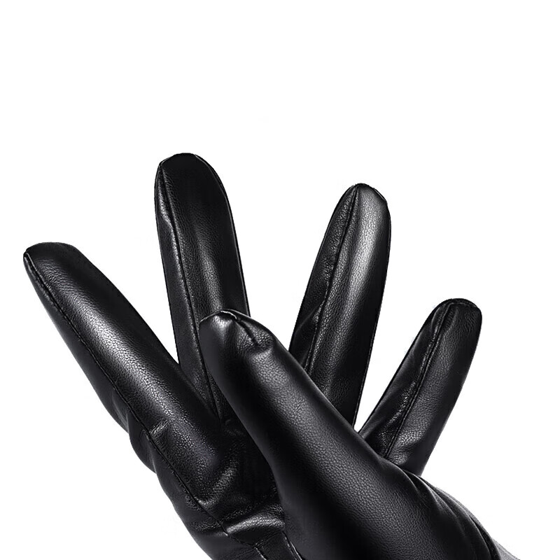 阿力牛 ASH61 羊皮加绒手套 分指加厚保暖防风手套 冬季保暖防风户外骑行机车 黑色