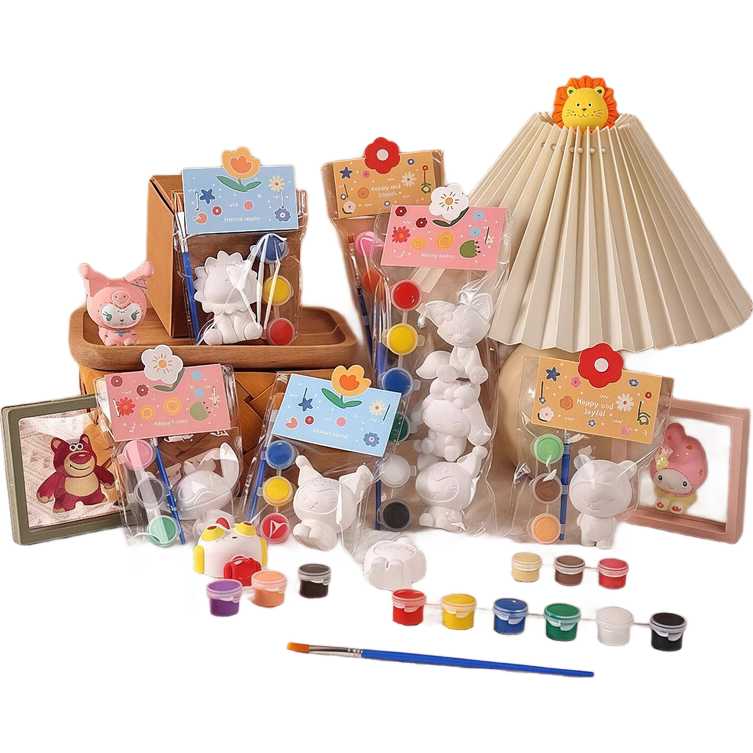 【限时专享价】绘画石膏娃娃配颜料涂色独立包装儿童手工彩绘DIY涂鸦玩具颜料画笔 【专享超值5套】彩绘-石膏娃娃笔+颜料-5套