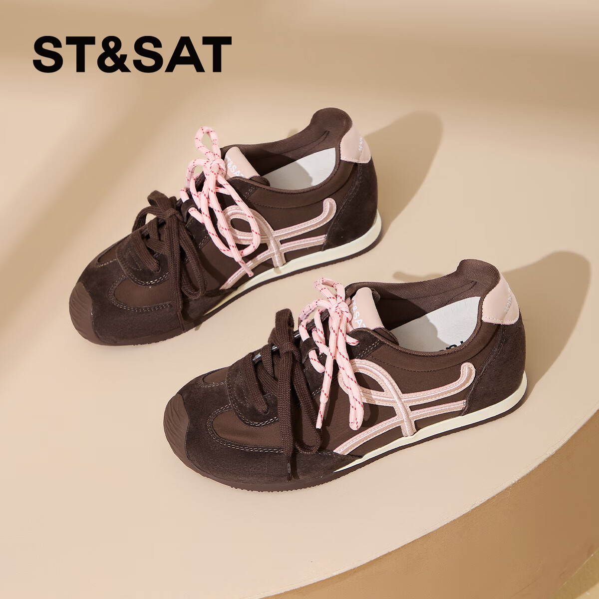 星期六复古运动鞋女2025年新款秋季时尚阿甘鞋小个子内增高德训鞋 咖啡色 35