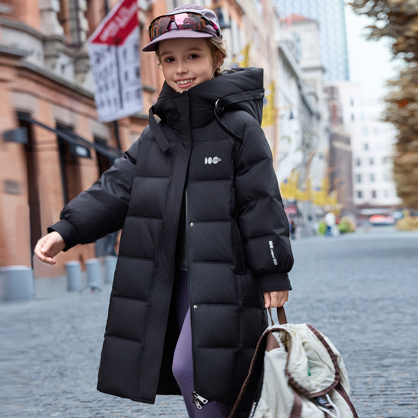 ABC KAIA儿童长款羽绒服2025新款男童女童过膝加厚新款冬装中大童宝宝外套 黑色（女童） 120