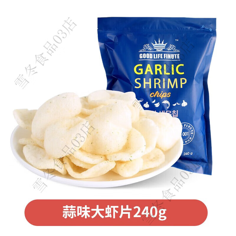 趣萊福韓國進口garlicshrimp山蒜味蝦片姆巨型薯片超大網(wǎng)紅零食 蒜味蝦片240g
