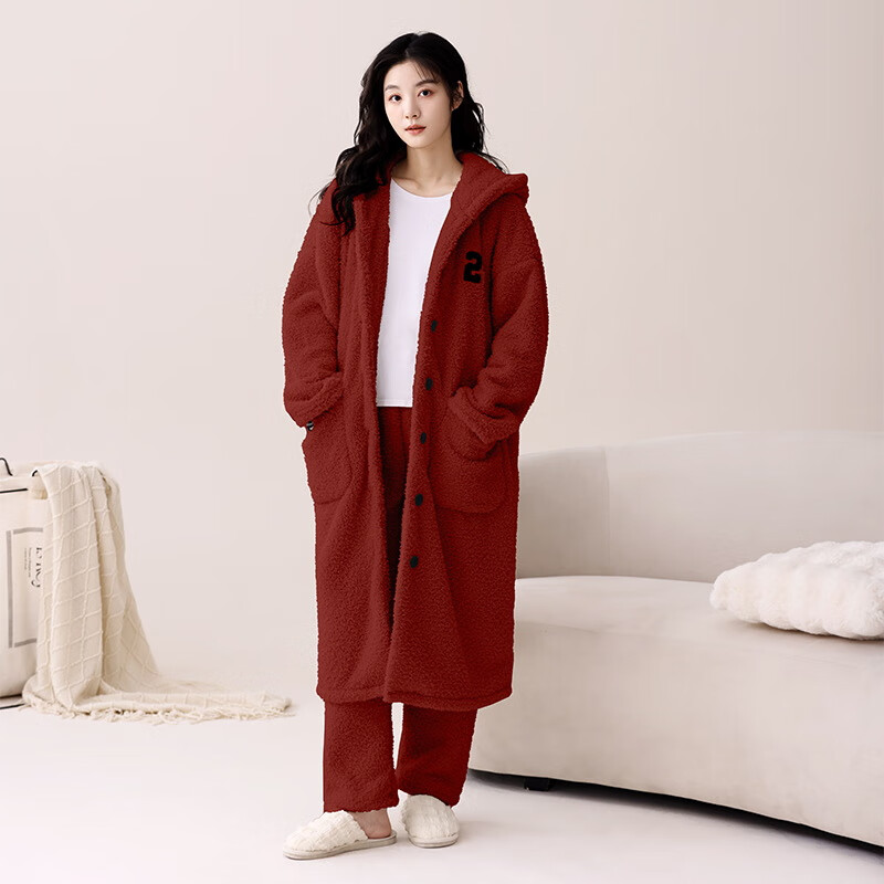 芬腾可安（FENTENGCARE）【M】软绵绵半边绒情侣睡衣冬季睡袍套装柔软休闲感外穿家居服 61008 XXXL