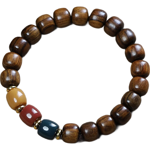 花梨木手串學(xué)生男女手鏈綠檀木手串繞指柔夜光珠文玩佛珠送禮物 花梨木 老型珠手串 約8*10mm