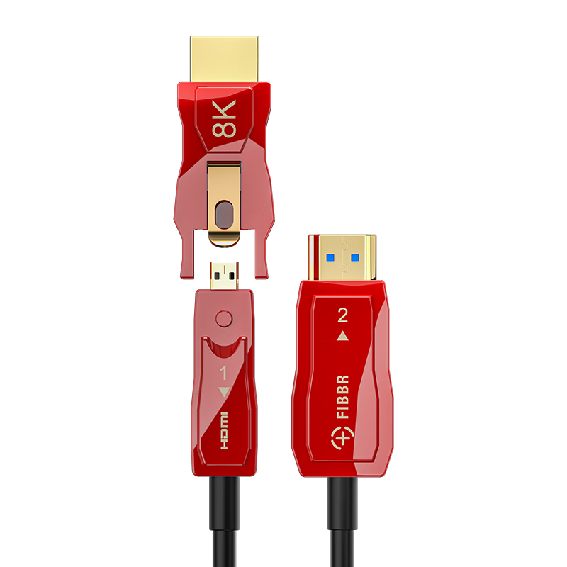菲伯爾（FIBBR）分離式光纖HDMI2.1可穿管線大小頭高清視頻線4K144Hz/8K60Hz家裝預埋micro hdmi轉(zhuǎn)hdmi連接線20米