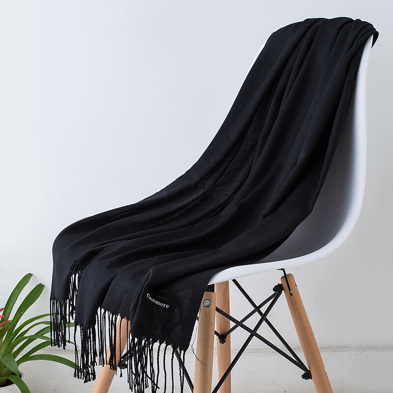 奥义驰围巾韩版女秋冬季纯色仿羊绒加厚保暖长款百搭夏季空调房披肩两用 米色 200*70cm