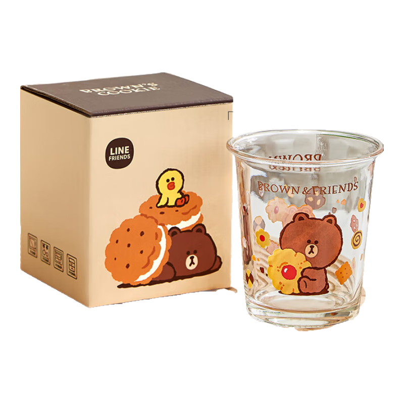 正版布朗熊玻璃杯家用咖啡牛奶喝水杯新款仙女高颜值网红杯子茶杯 BROWN款-玻璃杯约370ml【官方正版】