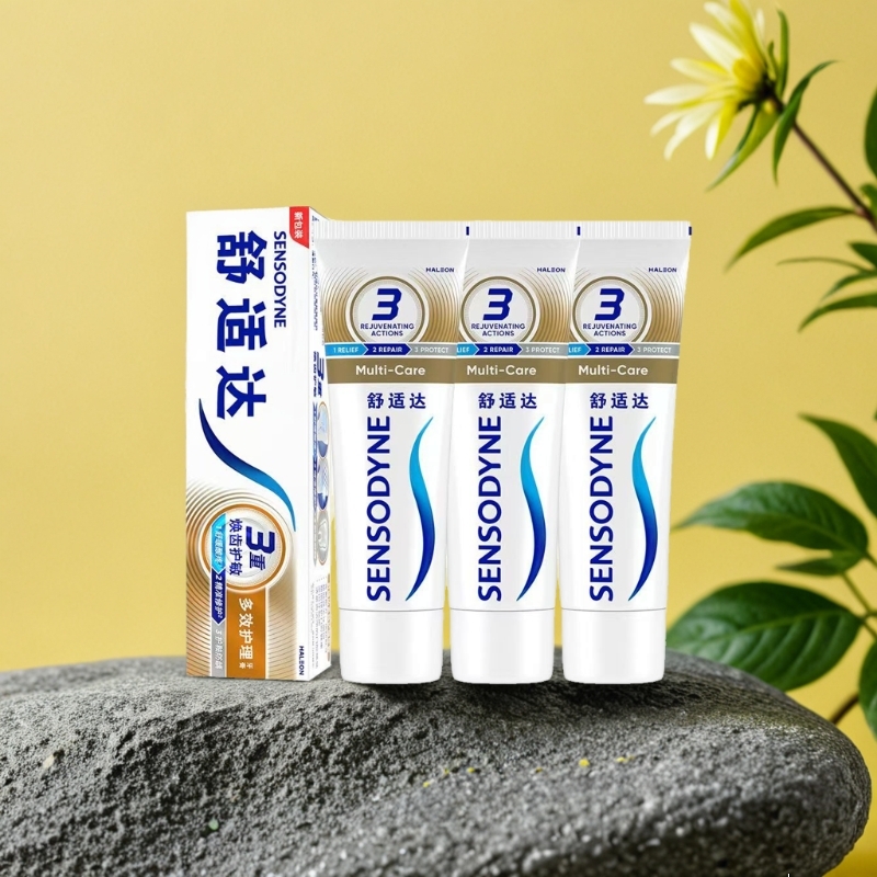 舒适达牙膏抗敏感多效护理牙龈劲速护理专业修复牙膏含氟配方正品 120克四支装多效护理