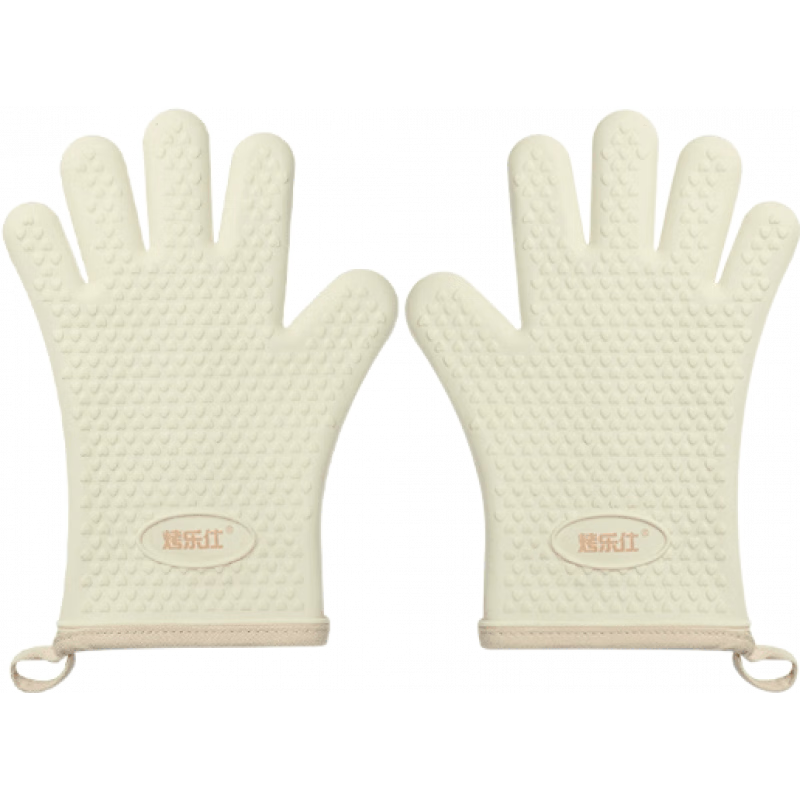 烤樂(lè )仕（kaulus）防燙隔熱加厚硅膠廚房手套 【特厚防燙防滑】米色五指款(左右手)