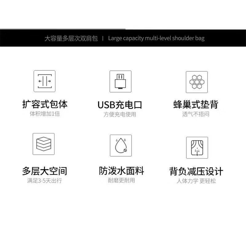红同双肩包男士背包笔记本电脑包商务旅行出差通勤大容量书包商务出差 典雅黑【加厚肩带】 15.6英寸