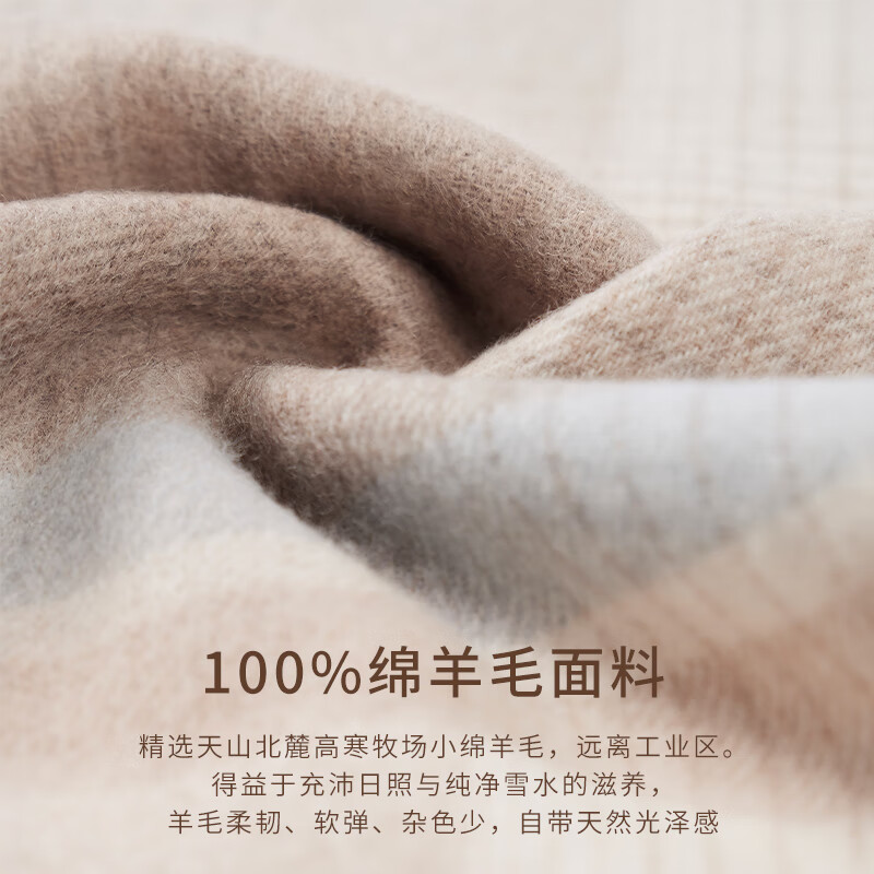 上海故事羊毛格子围巾秋冬新款生日礼物时尚保暖围脖中秋节礼物高档礼盒 格调美学-紫本格 180*30cm(含须)