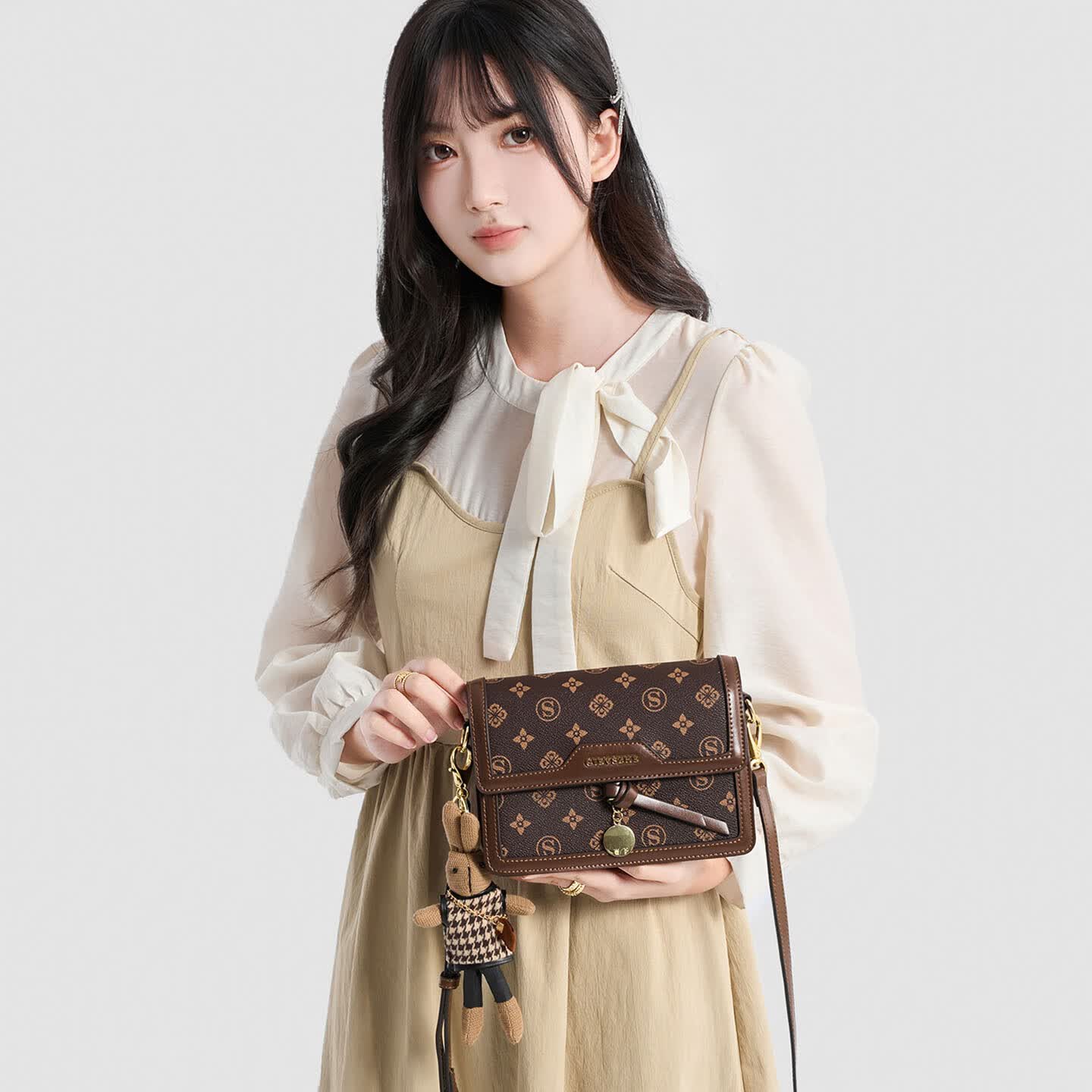 纪诗哲轻奢包包女包单肩包女士斜挎包七夕女神节送女友老婆妈妈节日礼物 咖色【当/次日达】情人节礼物热卖款 精美包装