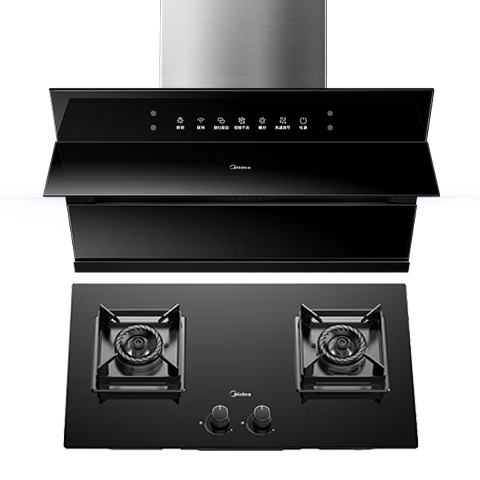 美的（Midea）抽油烟机 家用厨房侧吸式油烟机灶具 脱排油烟机套装烟灶23大风量挥手智控自动清洗吸油烟机J39 天然气套装J39+Q325L【灶具5.2KW】