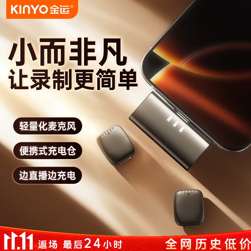 金运【收音0差评丨100%好评推荐】领夹麦克风无线收音主播直播降噪拍视频手机笔记本电脑可用 【Lightning版】一拖