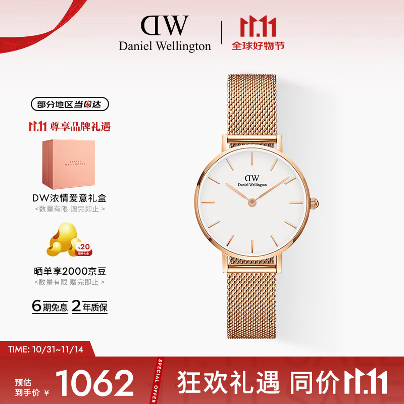 丹尼尔惠灵顿（DanielWellington）DW手表女 简约欧美表钢带石英女士手表生日礼物送女友DW00100219