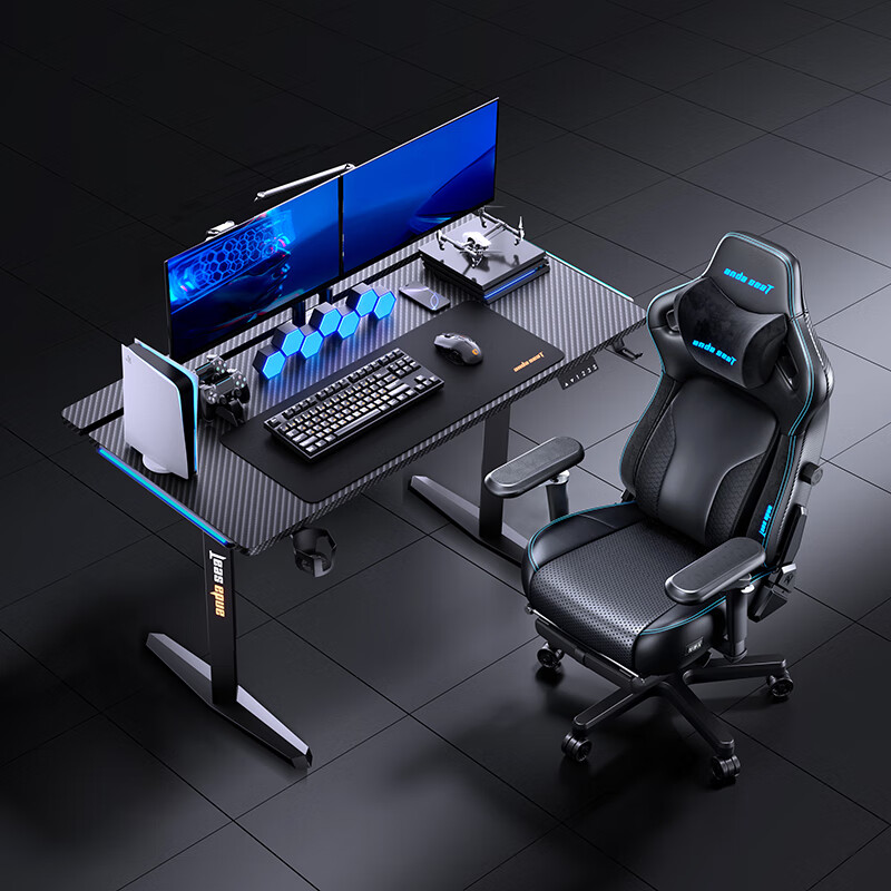 andaseaT安德斯特电竞桌电动升降电脑桌椅套装 巡航pro 1.4米+麒麟2.0 pro
