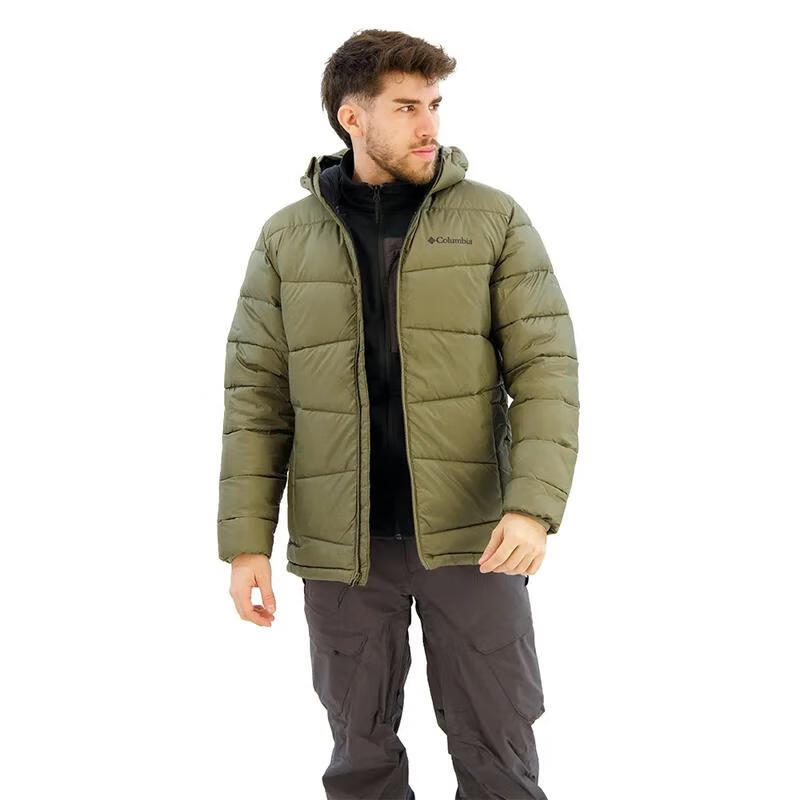 哥伦比亚（Columbia）男士羽绒服保暖防泼水保暖内衬保暖外套连帽全拉链户外夹克 Stone Green 均码 |2XL