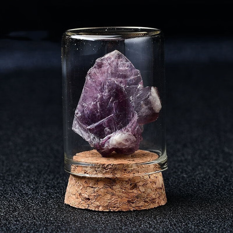 碧玺七彩矿摆件孩子科普教学标本矿物晶体盒 紫云母标本盒一个(小号)