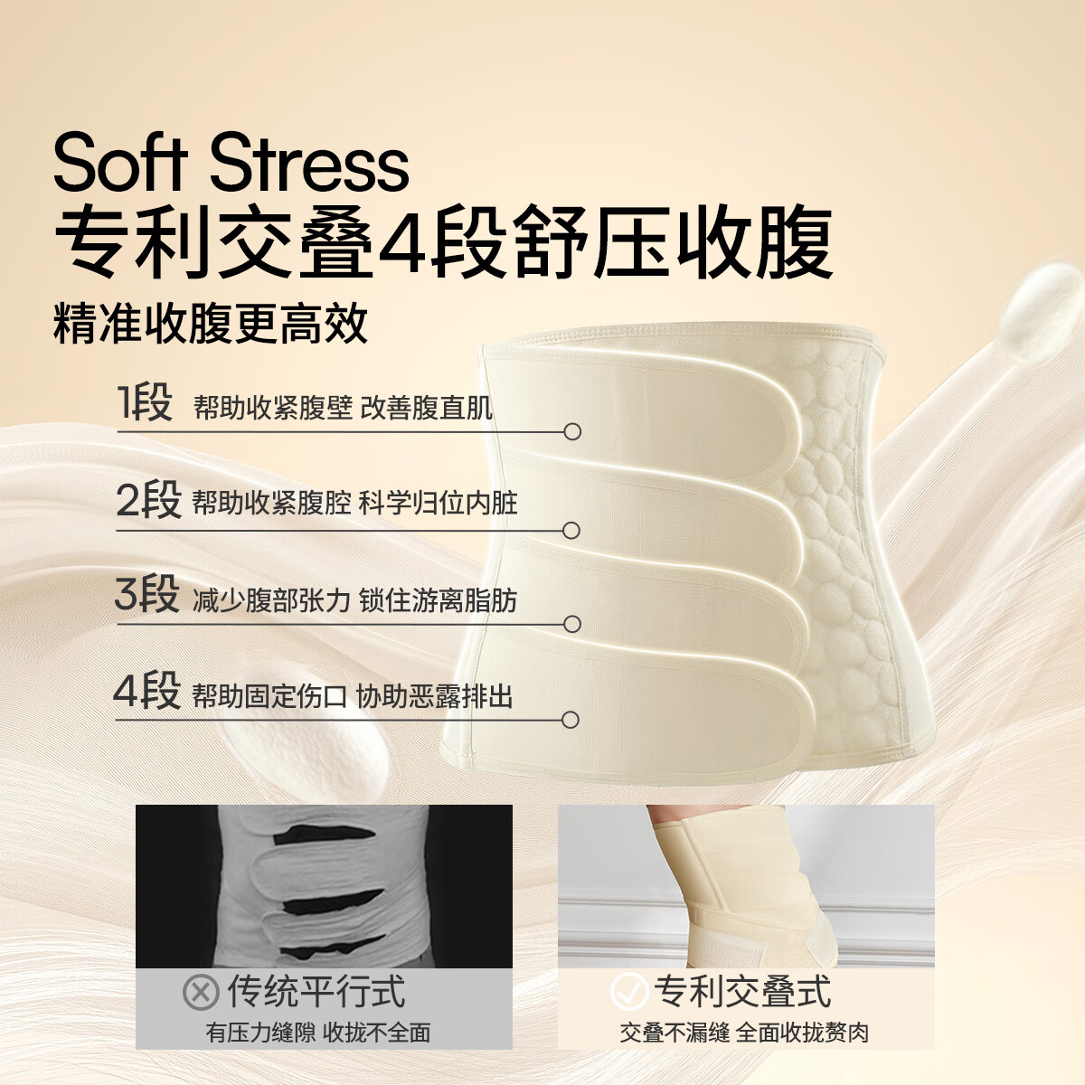 嫚熙(EMXEE)小轻风收腹带产后专用塑身束腰蚕丝束缚带 栀子白 常规款 L
