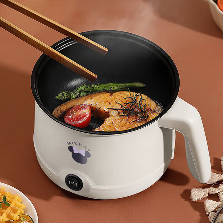 电煮锅小电锅电锅一体多功能锅宿舍用1-2人煮面锅 不锈钢内胆单锅1.4L【0.65m电源线】