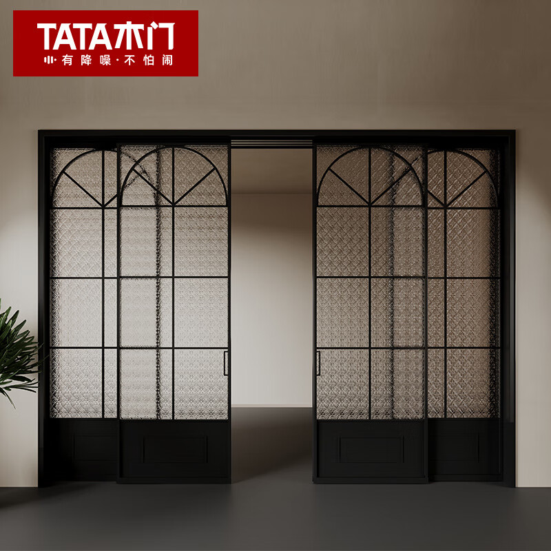 TATA木門復(fù)古風(fēng)廚房三聯(lián)動(dòng)推拉門鋁合金陽臺(tái)折疊推拉移門 普通推拉門_㎡【不含套線】